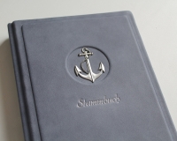 Stammbuch "Anker" aus hellblauem Nappaleder, DIN A5